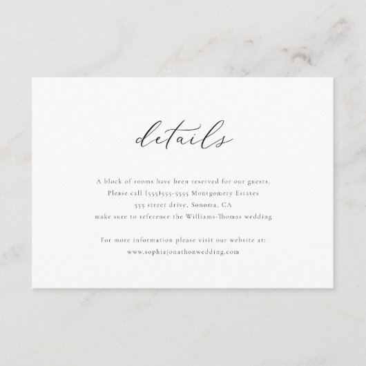 Elegant Script Details Enclosure Kaart (Voorkant)