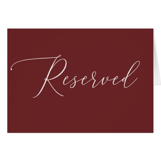 Elegant Script Diep Wijnrood Gereserveerd Trouwbor (Voorkant Horizontaal)