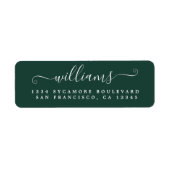 Elegant Script Donker Groen Familie Retouradres Etiket (Voorkant)