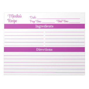 Elegant Script Donker Roze 8.5x11 Recepten Notitieblok