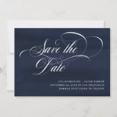 Elegant Script | Donkerblauw Save The Date (Voorkant)