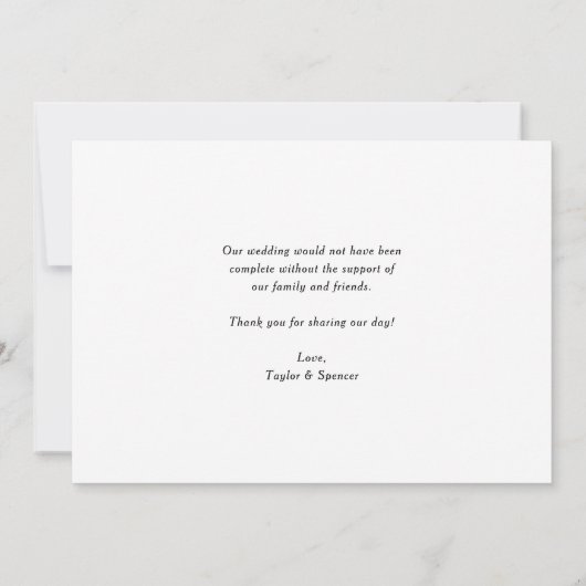 Elegant Script Drie Fotocollage Rood Bruiloft Bedankkaart (Achterkant)