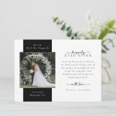 Elegant Script Dubbelzijdig foto bruiloft Bedankkaart (Staand voorkant)