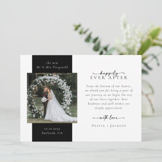 Elegant Script Dubbelzijdig foto bruiloft Bedankkaart