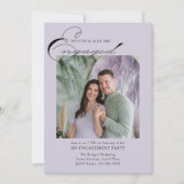 Elegant Script Dubbelzijdig Foto Engagement Party Kaart (Voorkant)