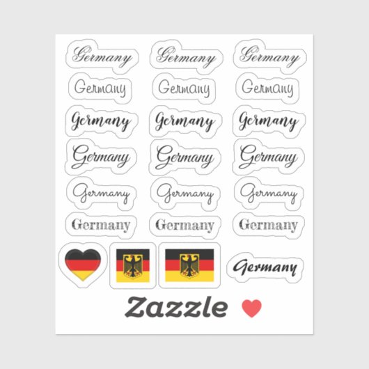 Elegant script Duitsland & Duitse vlag / naam Set Sticker (Vel)