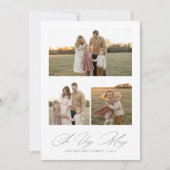 Elegant script dus zeer vrolijk neutraal 3 foto feestdagenkaart (Voorkant)