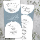 Elegant Script Dusty Blue Arch Trouwprogramma