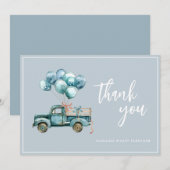 Elegant script Dusty Blue Baby Boy Bedankt Card (Voorkant / Achterkant)