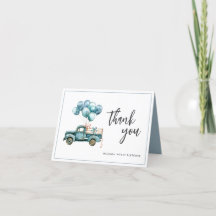 Elegant script Dusty Blue Baby Boy Bedankt Card