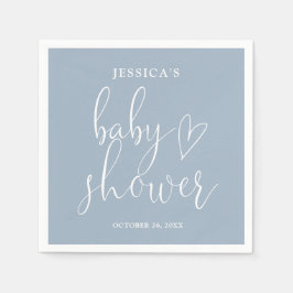 Elegant Script Dusty Blue Baby shower Servet