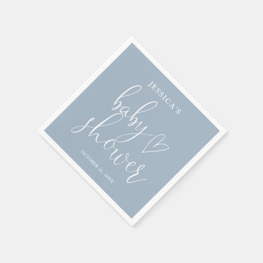 Elegant Script Dusty Blue Baby shower Servet (Hoek)