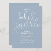 Elegant Script Dusty Blue Baby Sprinkle Shower Kaart (Voorkant / Achterkant)