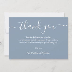 Elegant Script Dusty Blue Bedankkaart