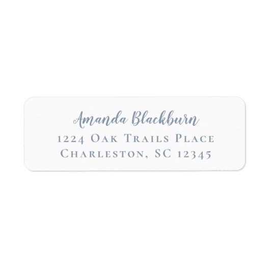 Elegant Script Dusty Blue Delicate Calligraphy Etiket (Voorkant)