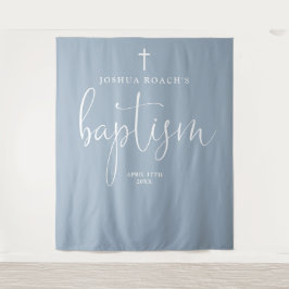 Elegant script Dusty Blue doop foto achtergrond Wandkleed
