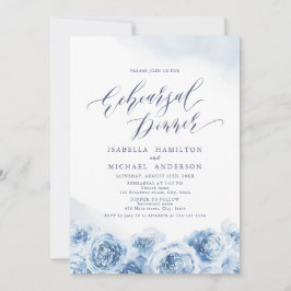 Elegant script dusty blue floral reheardiner kaart