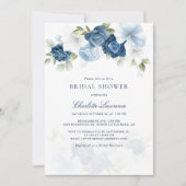 Elegant Script Dusty Blue Floral Vrijgezellenfeest Kaart (Voorkant)