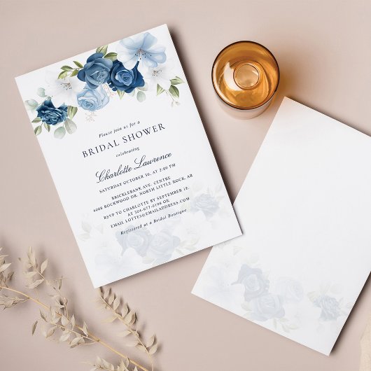 Elegant Script Dusty Blue Floral Vrijgezellenfeest Kaart