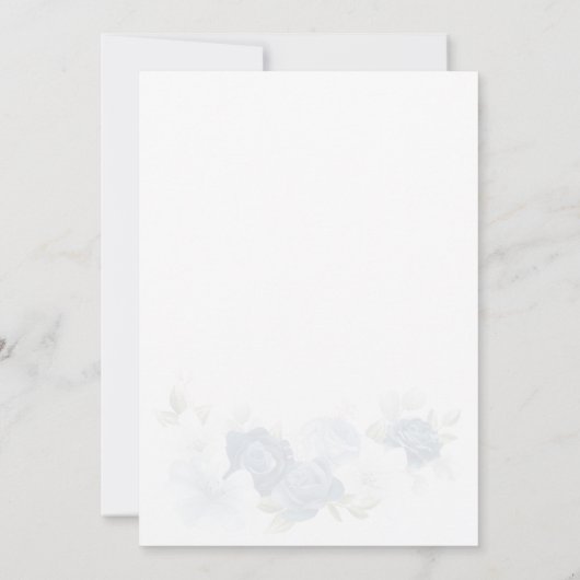 Elegant Script Dusty Blue Floral Wedding Kaart (Achterkant)
