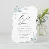 Elegant script Dusty Blue Florial vrijgezellenfees Kaart (Staand voorkant)