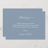 Elegant Script Dusty Blue Hartelijk dank Bedankkaart (Voorkant / Achterkant)