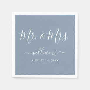 Elegant Script Dusty Blue Mr en Mrs. Servet