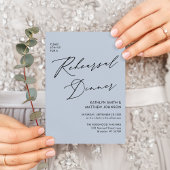 Elegant Script Dusty Blue repetitie diner QR Kaart