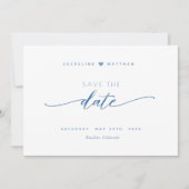 Elegant Script, Dusty Blue, Simple Wedding Save The Date (Voorkant)