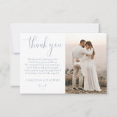Elegant Script Dusty Blue Wedding Bedankkaart (Voorkant)