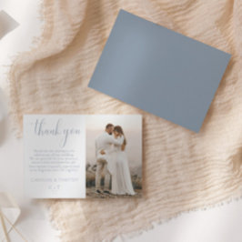 Elegant Script Dusty Blue Wedding Bedankkaart