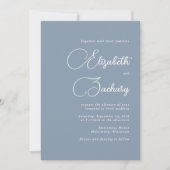 Elegant Script Dusty Blue Wedding Kaart (Voorkant)