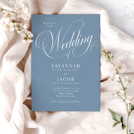 Elegant Script Dusty Blue Wedding Kaart