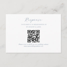 Elegant Script Dusty Blue Wedding QR Code RSVP Informatiekaartje
