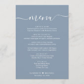 Elegant Script Dusty Blue Wedding Receptie Menu (Voorkant)