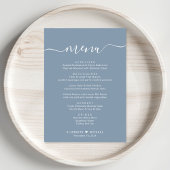 Elegant Script Dusty Blue Wedding Receptie Menu
