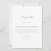 Elegant Script Dusty Blue & White Bedankt Card (Voorkant)