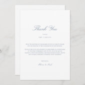 Elegant Script Dusty Blue & White Bedankt Card (Voorkant / Achterkant)
