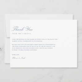 Elegant Script Dusty Blue & White Bedankt Card