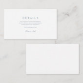 Elegant Script Dusty Blue & White Wedding Details Informatiekaartje (Voorkant / Achterkant)