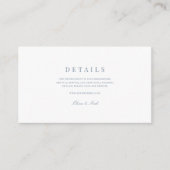 Elegant Script Dusty Blue & White Wedding Details Informatiekaartje (Voorkant)