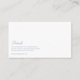 Elegant Script Dusty Blue & White Wedding Details Informatiekaartje