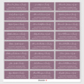 Elegant Script Dusty Mauve Wedding Guest Address Sticker (Vel)
