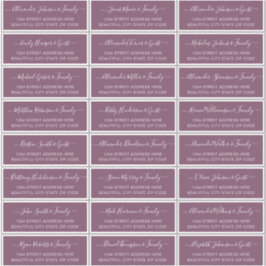 Elegant Script Dusty Mauve Wedding Guest Address Sticker