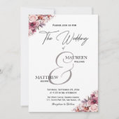 Elegant Script Dusty Pink Boho Floral Wedding Kaart (Voorkant)