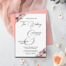 Elegant Script Dusty Pink Boho Floral Wedding