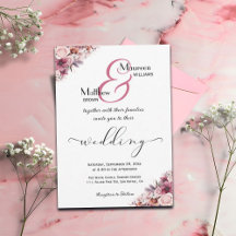 Elegant Script Dusty Pink Boho Floral Wedding