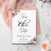 Elegant script Dusty Pink Floral Save the Date