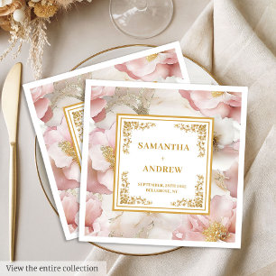 Elegant script Dusty Pink Floral volledig bewerkba Servet