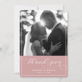 Elegant Script Dusty Pink Modern Wedding Foto Bedankkaart